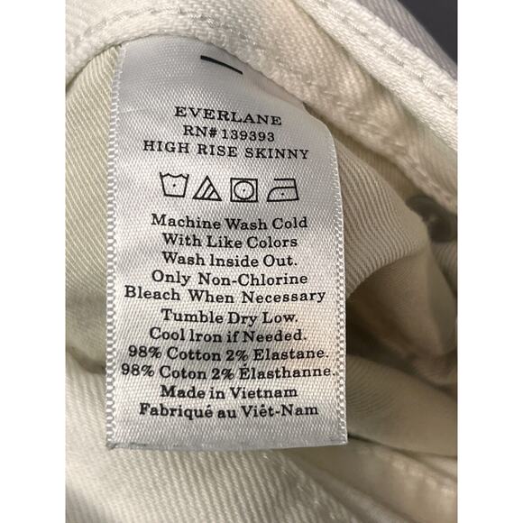 Everlane High Rise Skinny Jeans‎ Womens 25 Ankle White Light Wash 5-Pocket Denim - Picture 5 of 6